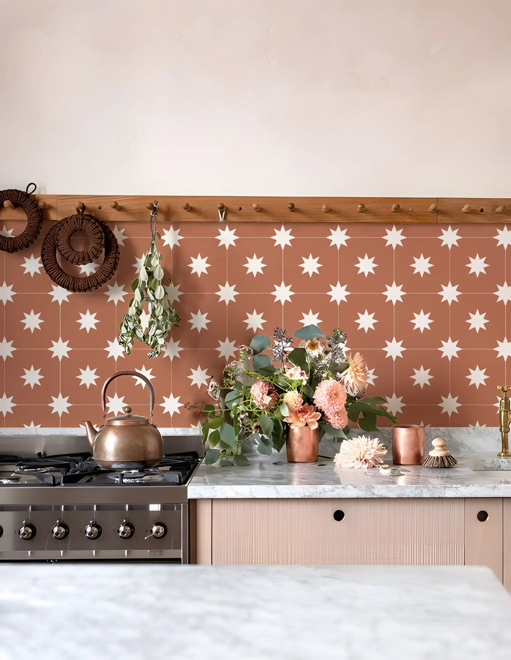Bohemian Terracotta Self-Adhesive Tile Stickers (Set of 10)