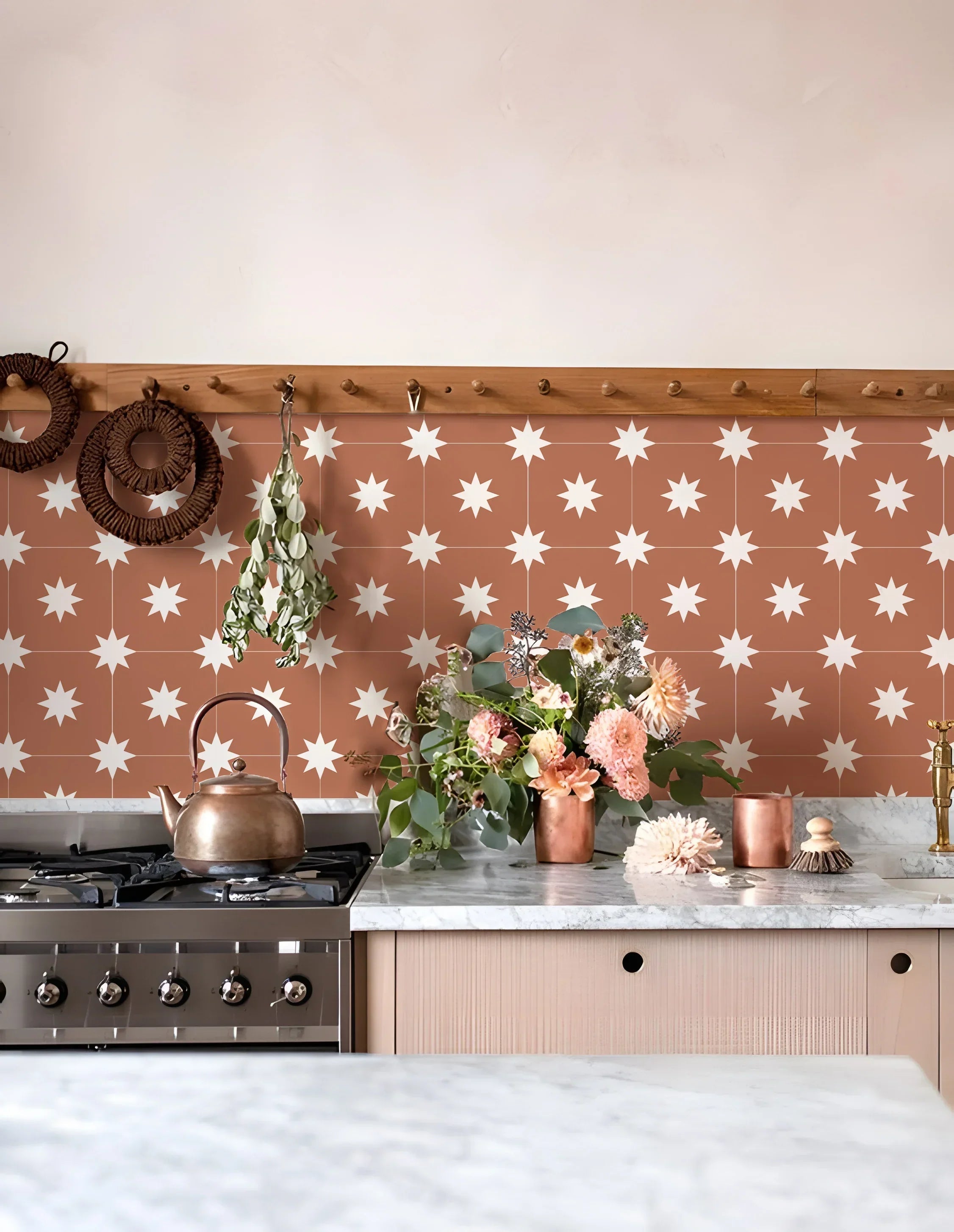 Bohemian Terracotta Self-Adhesive Tile Stickers (Set of 10)