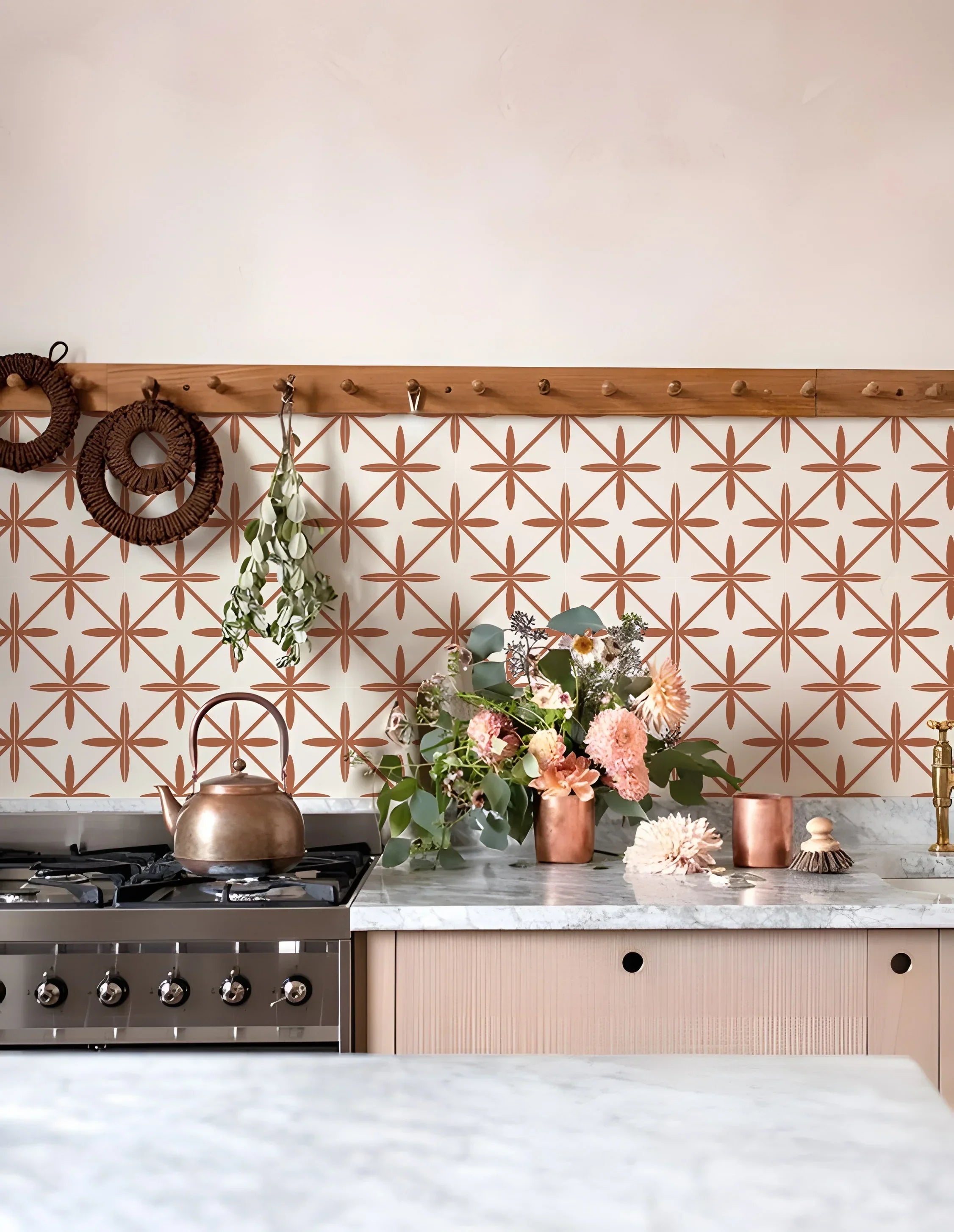 Bohemian Terracotta Self-Adhesive Tile Stickers (Set of 10)