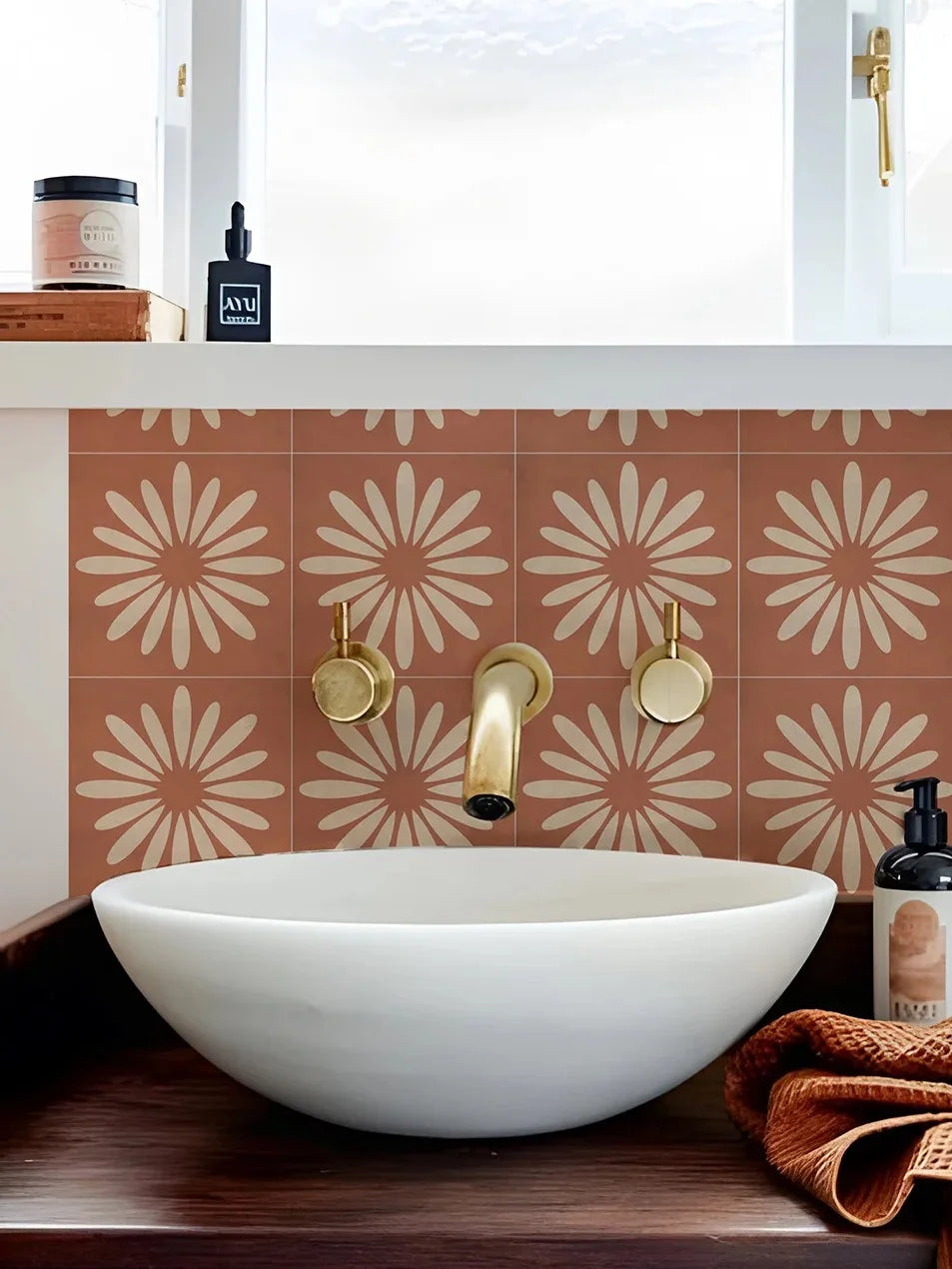 Bohemian Terracotta Self-Adhesive Tile Stickers (Set of 10)