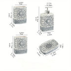 Boho Hand-Painted Ceramic Bathroom Accessory Set (4-Piece)