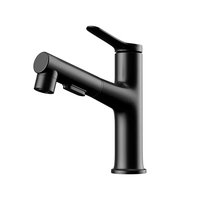 Brass Pull-Out Bathroom Faucet With Ceramic Valve (Single-Hole)