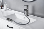 Brass Pull-Out Bathroom Faucet With Ceramic Valve (Single-Hole)