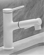 Brass Pull-Out Bathroom Faucet With Ceramic Valve (Single-Hole)