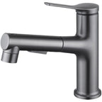 Brass Pull-Out Bathroom Faucet With Ceramic Valve (Single-Hole)