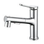 Brass Pull-Out Bathroom Faucet With Ceramic Valve (Single-Hole)