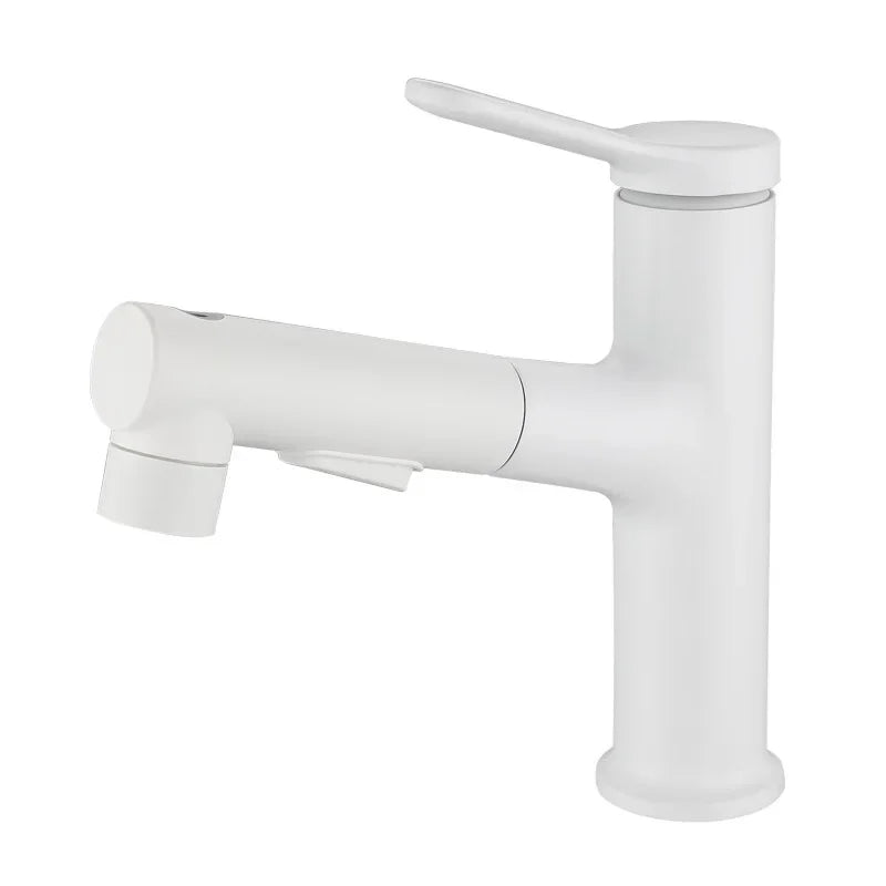 Brass Pull-Out Bathroom Faucet With Ceramic Valve (Single-Hole)