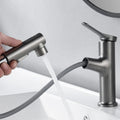 Brass Pull-Out Bathroom Faucet With Ceramic Valve (Single-Hole)