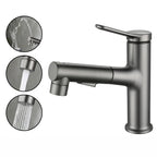 Brass Pull-Out Bathroom Faucet With Ceramic Valve (Single-Hole)