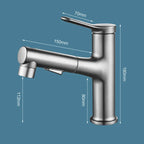 Brass Pull-Out Bathroom Faucet With Ceramic Valve (Single-Hole)