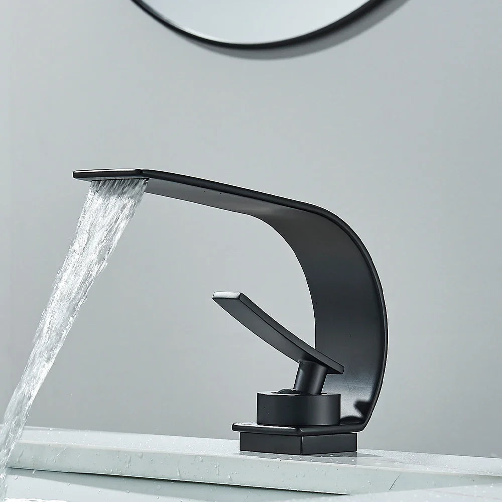 Brass Waterfall Single-Handle Bathroom Faucet (Deck-Mount Single Hole)
