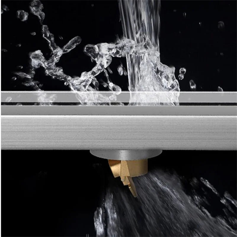 Brushed 304 Stainless Odor-Blocking Linear Shower Drain (Tile-Flush)
