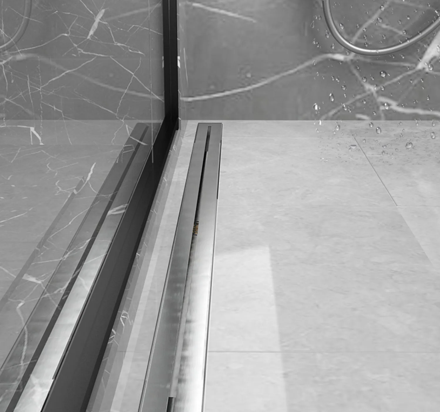 Brushed 304 Stainless Odor-Blocking Linear Shower Drain (Tile-Flush)