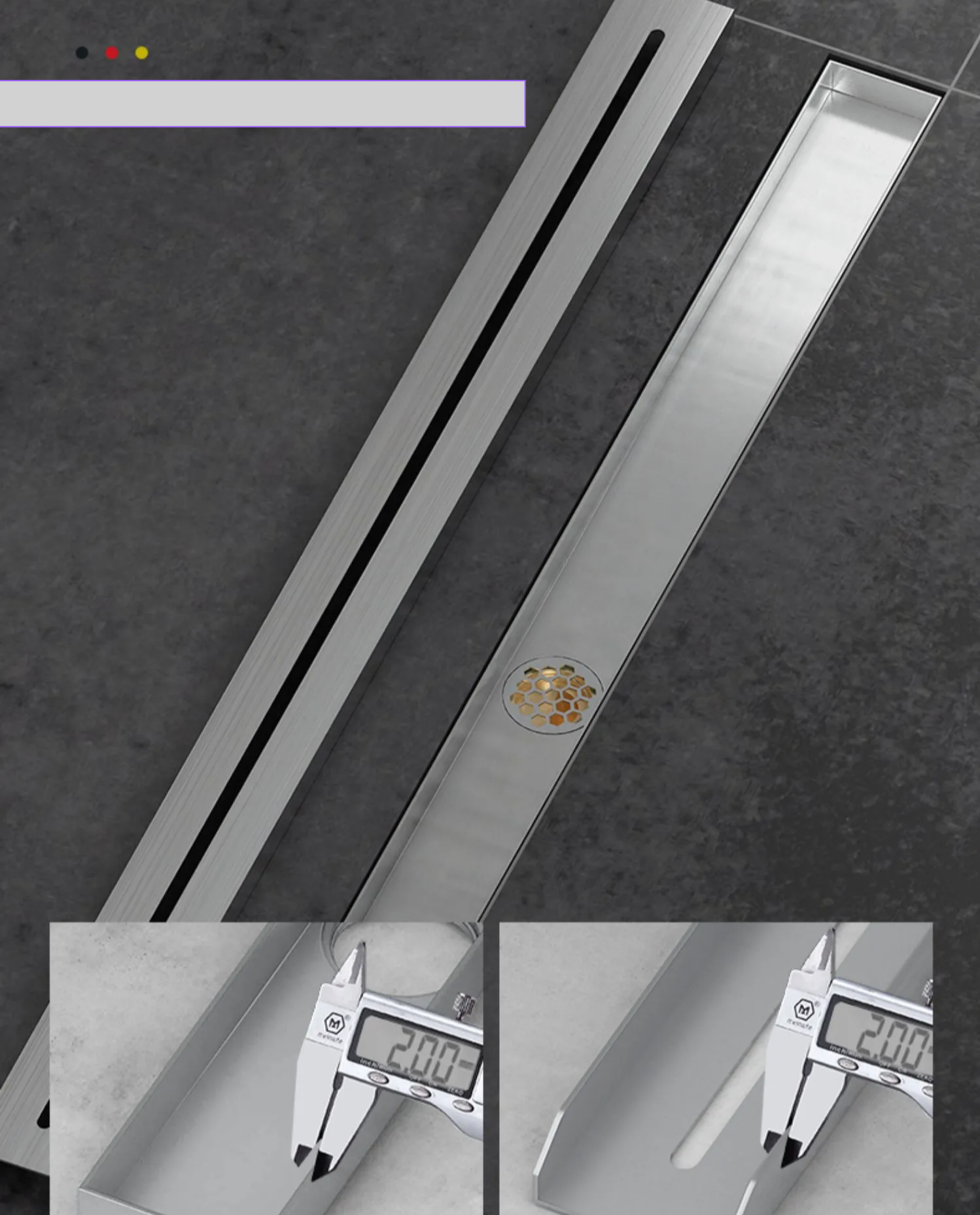 Brushed 304 Stainless Odor-Blocking Linear Shower Drain (Tile-Flush)