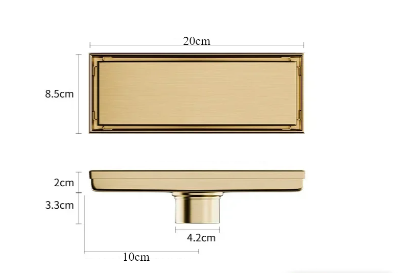 Brushed 304 Stainless Steel Odor-Blocking Floor Drain (Square)