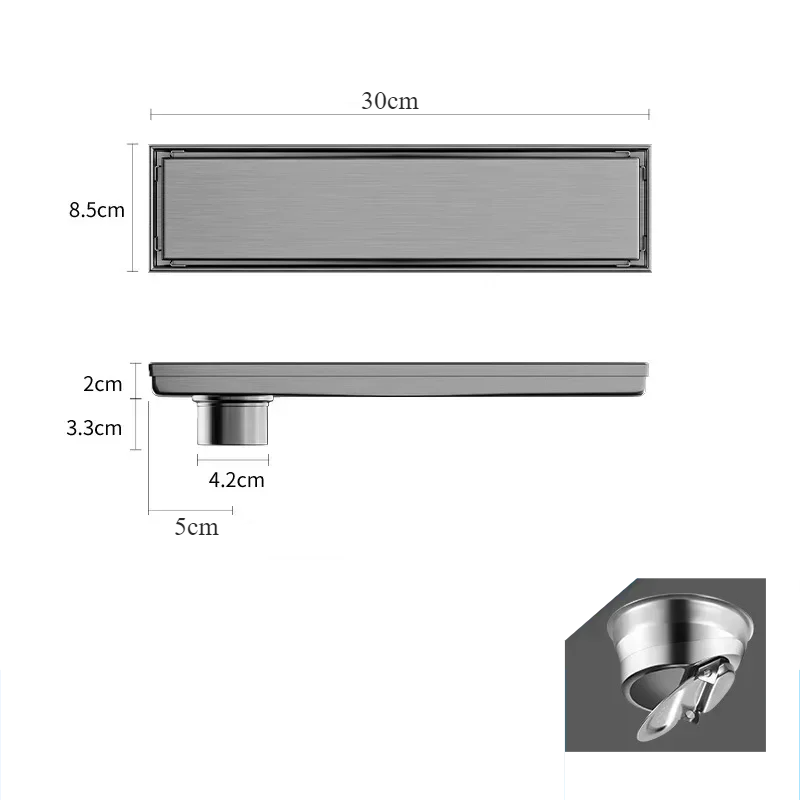 Brushed 304 Stainless Steel Odor-Blocking Floor Drain (Square)