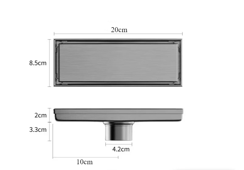 Brushed 304 Stainless Steel Odor-Blocking Floor Drain (Square)