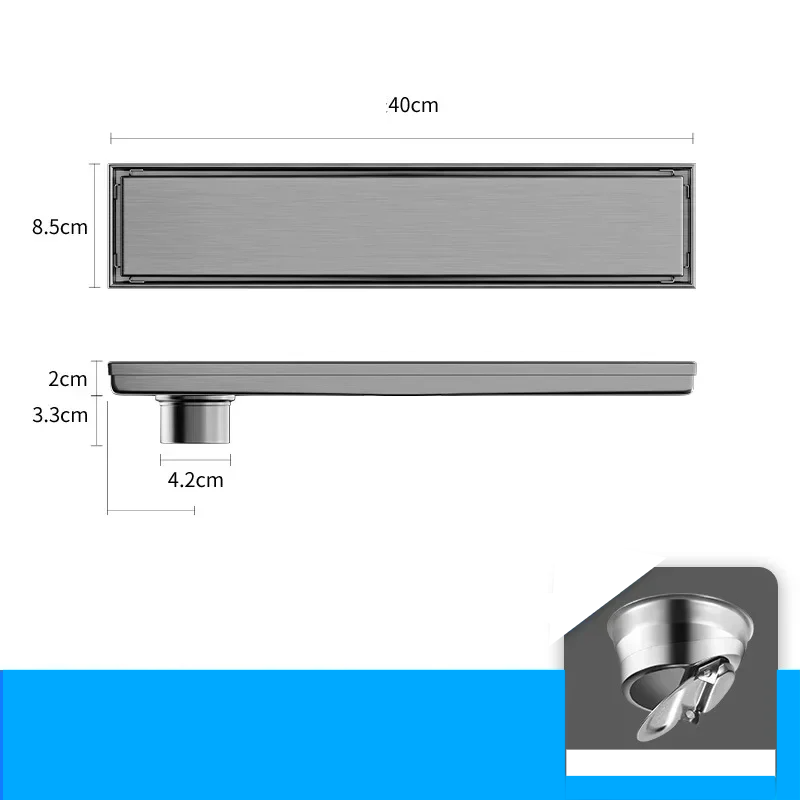 Brushed 304 Stainless Steel Odor-Blocking Floor Drain (Square)