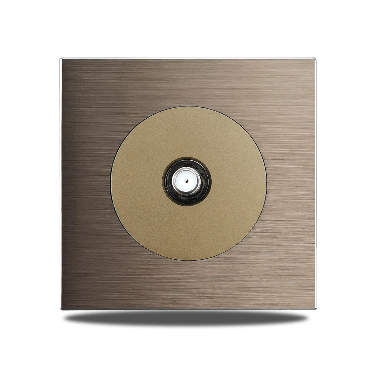 Brushed Aluminum Flush-Mount Schuko Wall Outlet (USB & CAT6)