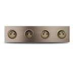 Brushed Aluminum Flush-Mount Schuko Wall Outlet (USB & CAT6)
