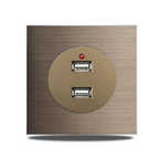 Brushed Aluminum Flush-Mount Schuko Wall Outlet (USB & CAT6)
