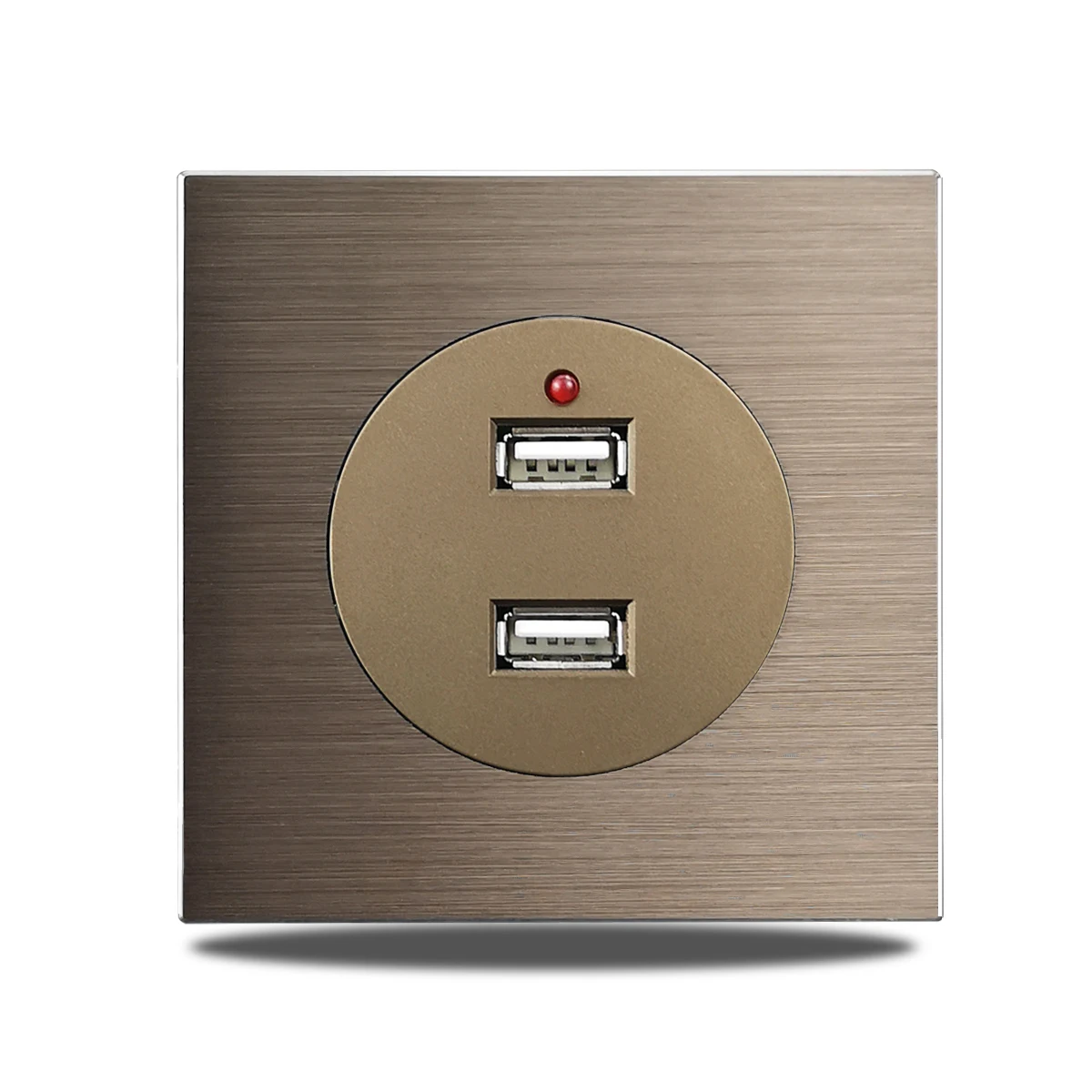 Brushed Aluminum Flush-Mount Schuko Wall Outlet (USB & CAT6)