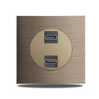 Brushed Aluminum Flush-Mount Schuko Wall Outlet (USB & CAT6)