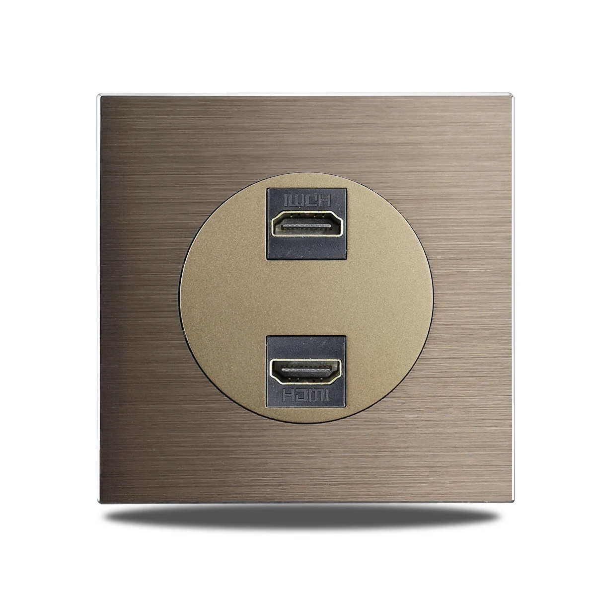 Brushed Aluminum Flush-Mount Schuko Wall Outlet (USB & CAT6)