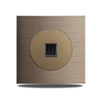 Brushed Aluminum Flush-Mount Schuko Wall Outlet (USB & CAT6)