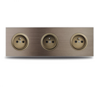 Brushed Aluminum Flush-Mount Schuko Wall Outlet (USB & CAT6)