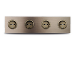 Brushed Aluminum Flush-Mount Schuko Wall Outlet (USB & CAT6)