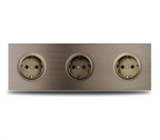 Brushed Aluminum Flush-Mount Schuko Wall Outlet (USB & CAT6)
