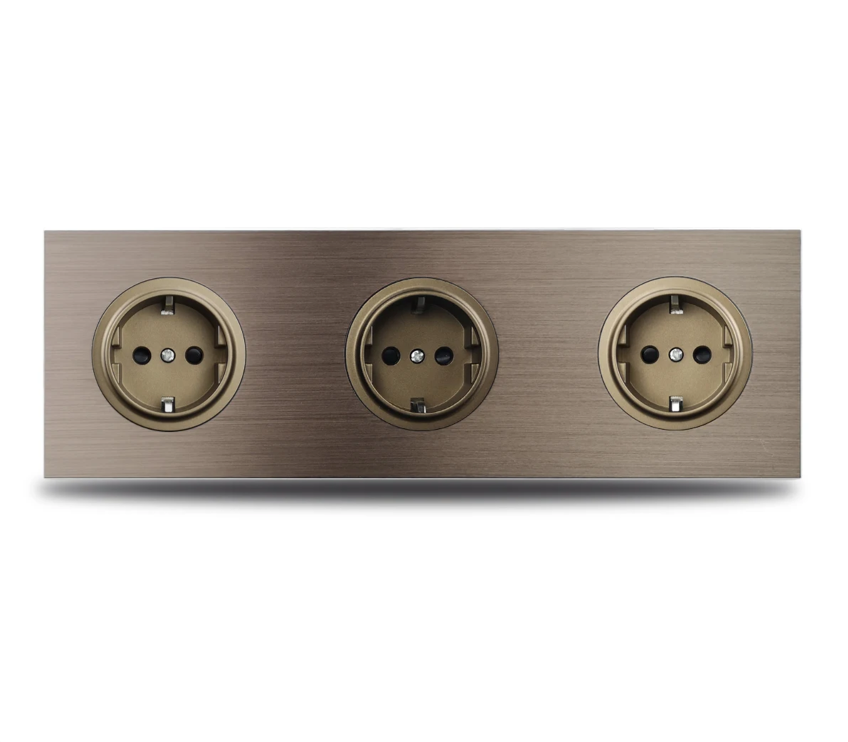 Brushed Aluminum Flush-Mount Schuko Wall Outlet (USB & CAT6)