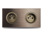 Brushed Aluminum Flush-Mount Schuko Wall Outlet (USB & CAT6)