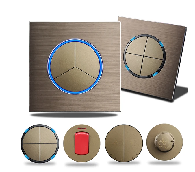 Brushed Aluminum Flush-Mount Schuko Wall Outlet (USB & CAT6)