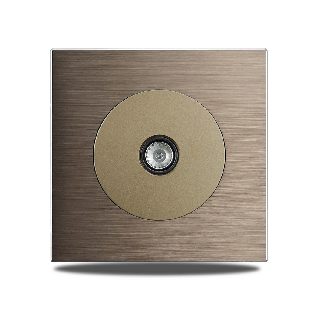 Brushed Aluminum Flush-Mount Schuko Wall Outlet (USB & CAT6)