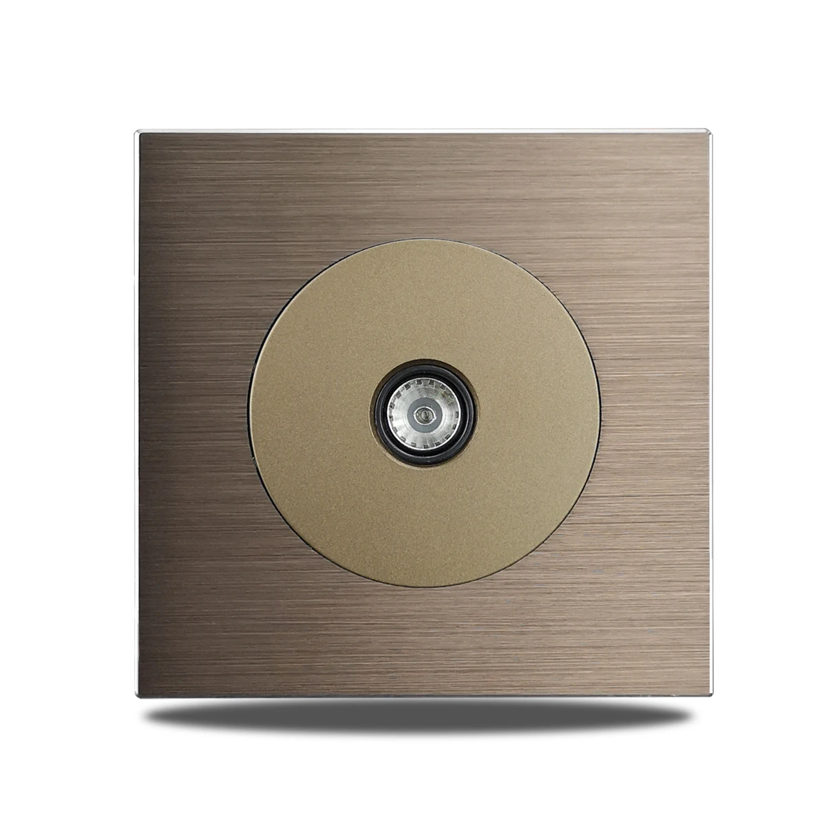 Brushed Aluminum Flush-Mount Schuko Wall Outlet (USB & CAT6)