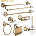 Brushed Antique Brass & Ceramic Bathroom Accessory Set (Set of 5)