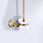 Brushed Antique Brass & Ceramic Bathroom Accessory Set (Set of 5)