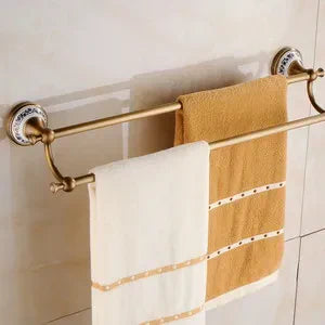 Brushed Antique Brass & Ceramic Bathroom Accessory Set (Set of 5)