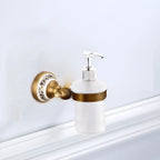 Brushed Antique Brass & Ceramic Bathroom Accessory Set (Set of 5)