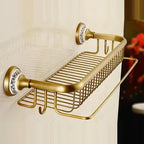Brushed Antique Brass & Ceramic Bathroom Accessory Set (Set of 5)
