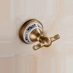 Brushed Antique Brass & Ceramic Bathroom Accessory Set (Set of 5)