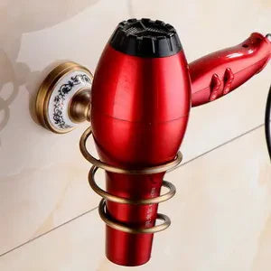 Brushed Antique Brass & Ceramic Bathroom Accessory Set (Set of 5)