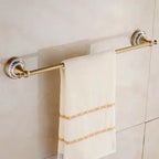 Brushed Antique Brass & Ceramic Bathroom Accessory Set (Set of 5)