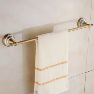 Brushed Antique Brass & Ceramic Bathroom Accessory Set (Set of 5)