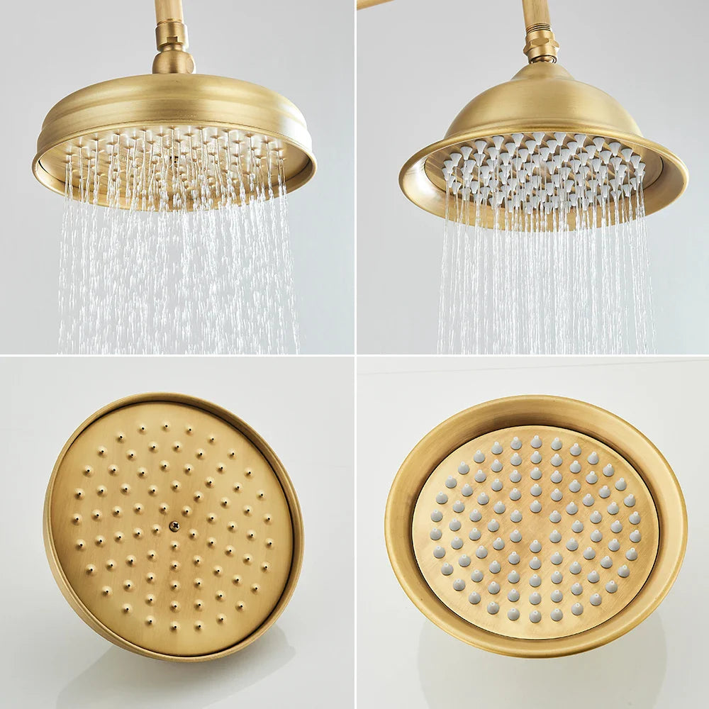 Brushed Antique Brass Rainfall Shower Head (Wall-Mounted)