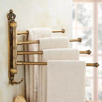 Brushed Gold Antique-Engraved Foldable Towel Bar (20 in)