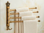 Brushed Gold Antique-Engraved Foldable Towel Bar (20 in)