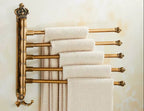 Brushed Gold Antique-Engraved Foldable Towel Bar (20 in)